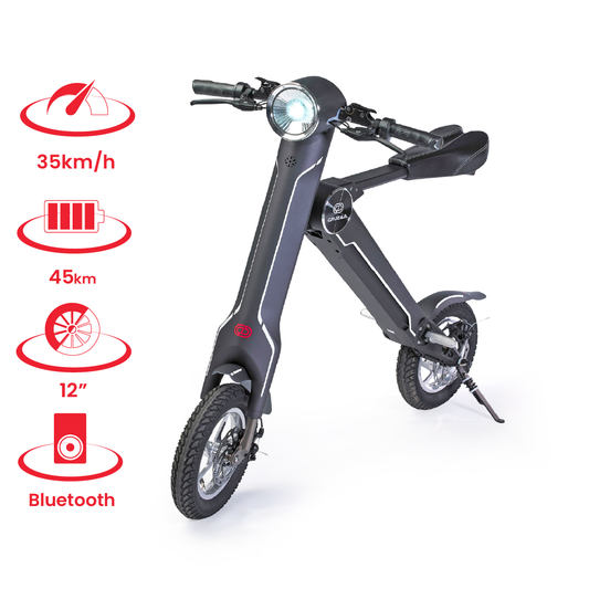 Coral Iphigenia Sports & Outdoors Cruzaa E-Scooter PRO Carbon Black – with Built-in Speakers & Bluetooth