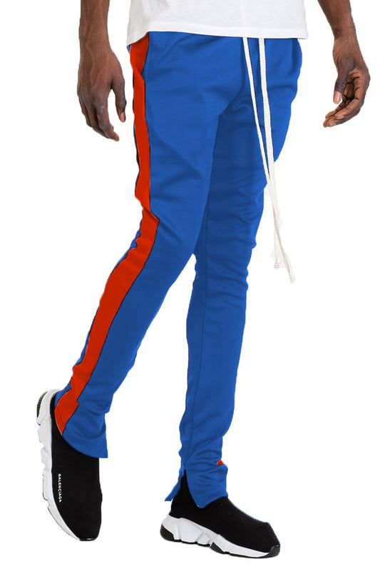 Lime Milo Men's Clothing Lime Milo Men's Blue & Orange Slim Fit Track Pants