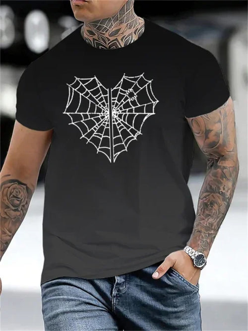 AliExpress Other Men's Spiderweb Heart Printed T-shirt