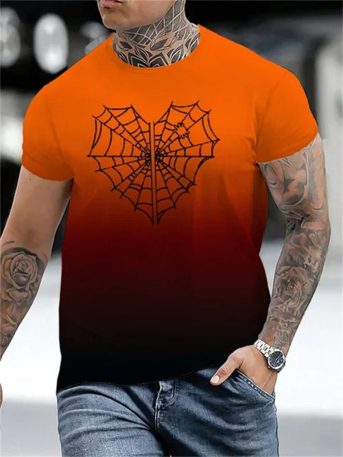 AliExpress Other Men's Spiderweb Heart Printed T-shirt