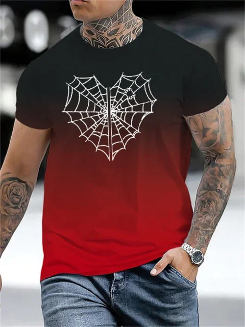 AliExpress Other Men's Spiderweb Heart Printed T-shirt