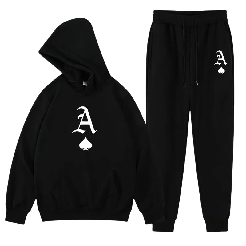 AliExpress Other Men's Black "Ace Of Spades" Printed Two Piece Sweatsuit Set