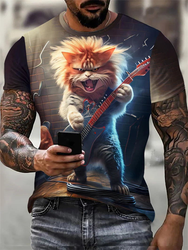 AliExpress Other Men's Hip Hop Rock Cat Short Sleeved T-Shirts