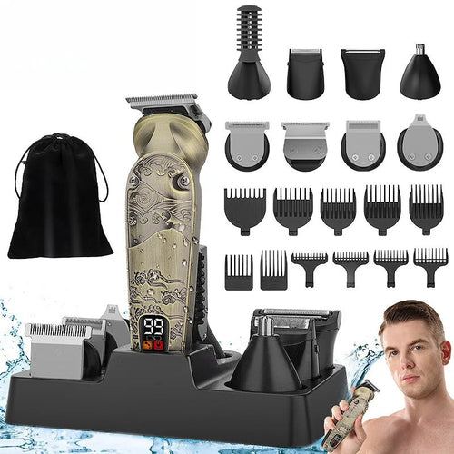 Maroon Asteria Haircare Men's Professional IPX6 Waterproof Hair Trimmer Set With 1200mAh Battery