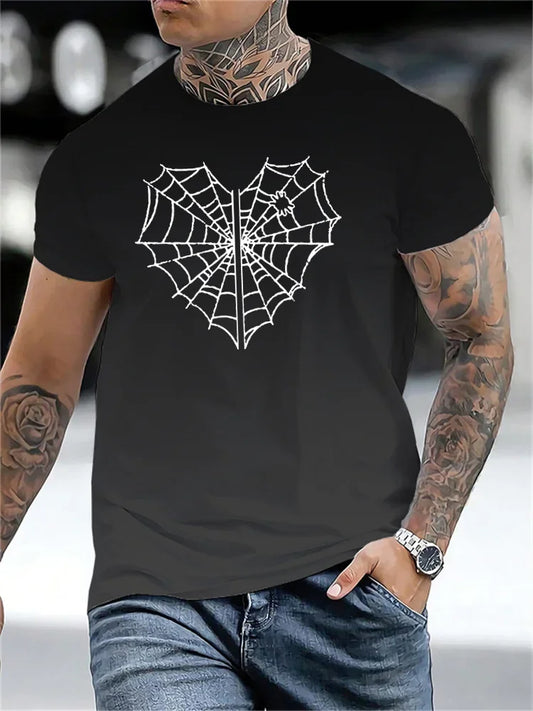 AliExpress Other Men's Spiderweb Heart Printed T-shirt