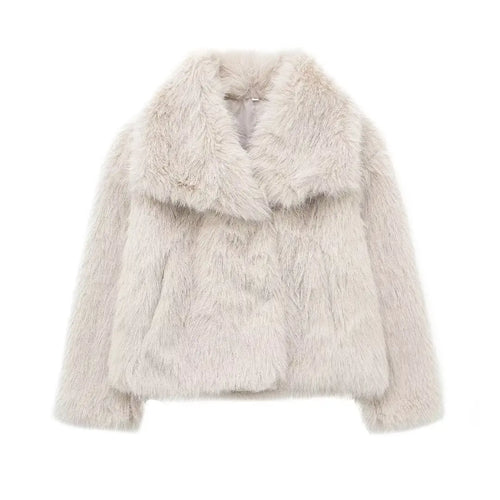 AliExpress Other TRAF Woman's Cropped Faux Fur Jacket