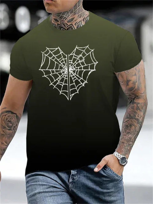 AliExpress Other Men's Spiderweb Heart Printed T-shirt