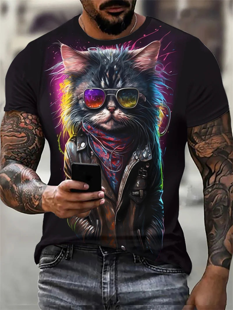 AliExpress Other Men's Hip Hop Rock Cat Short Sleeved T-Shirts