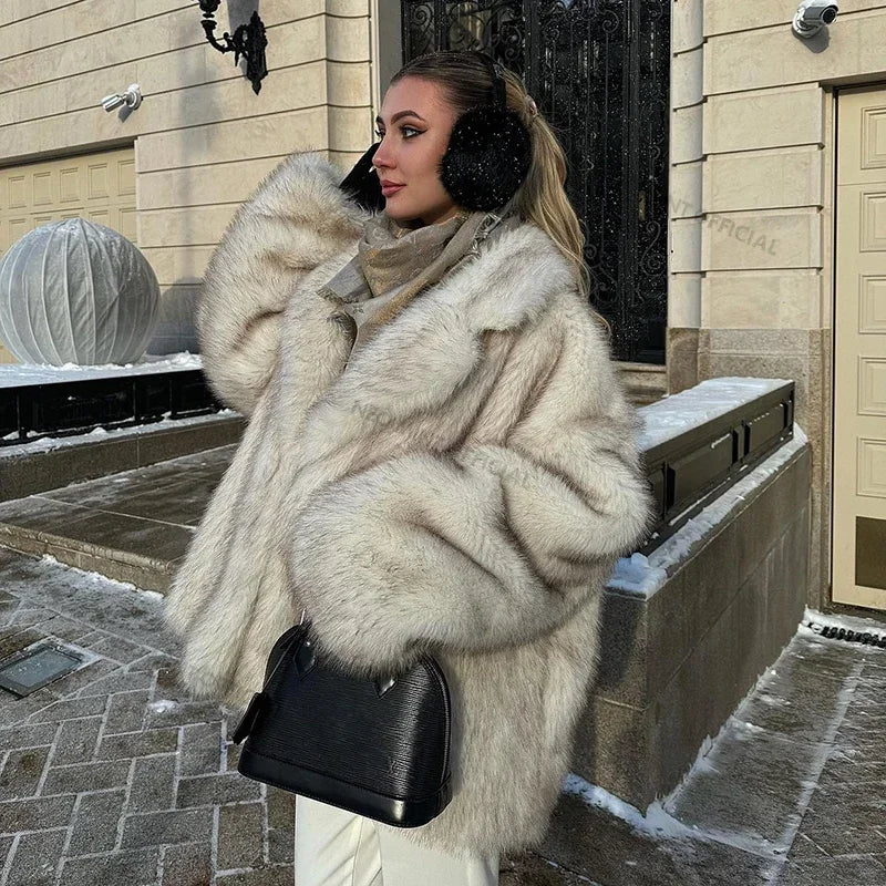 AliExpress Jackets & Coats Neo Mint Woman's Oversized Gradient Fur Coat