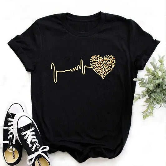 AliExpress Other Woman's Leopard Heartbeat Print T-Shirt