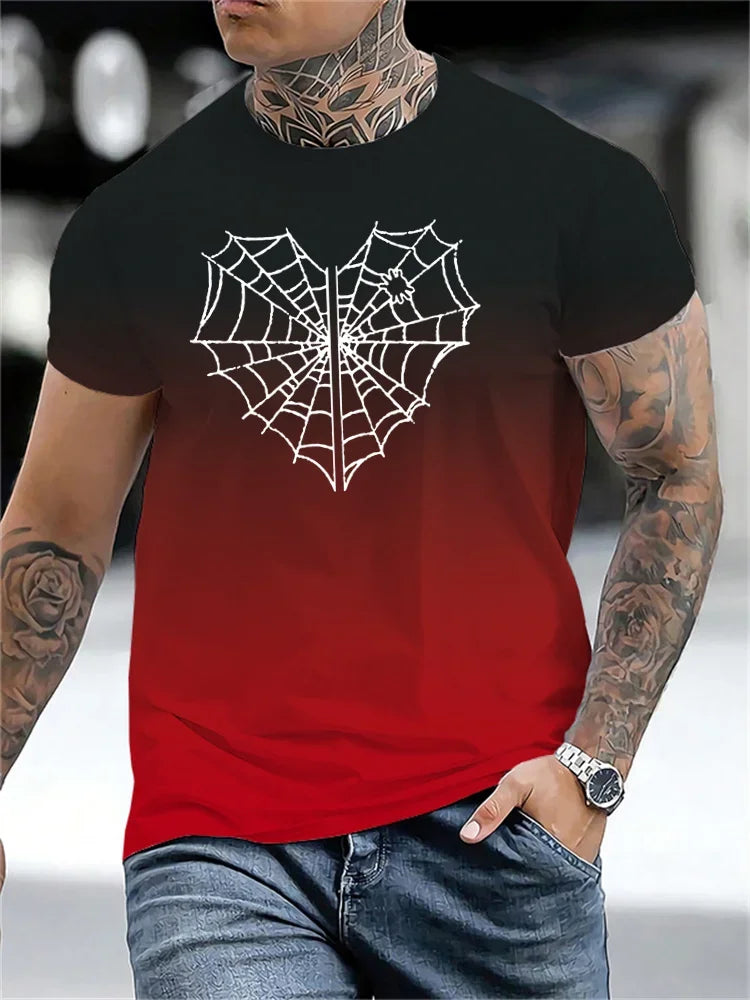 AliExpress Other Men's Spiderweb Heart Printed T-shirt