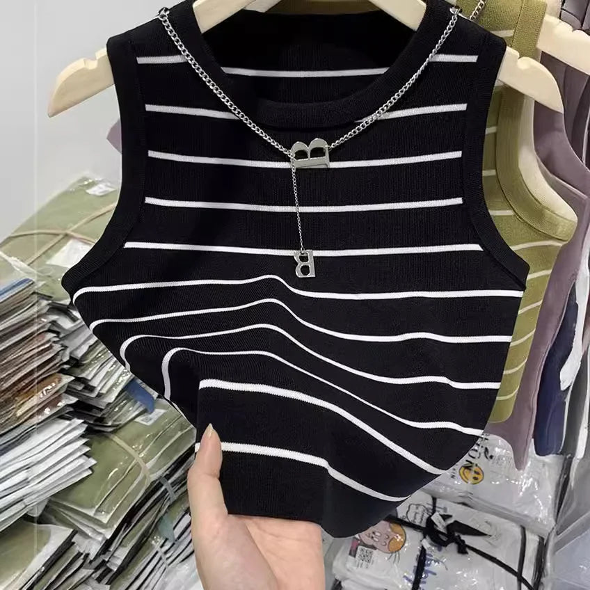 AliExpress Other Four Seasons Ladies Striped Sweater Vest