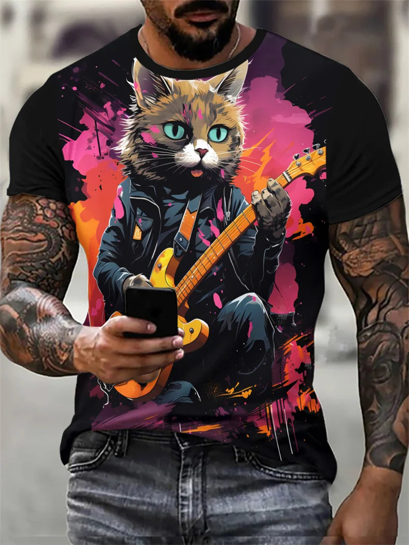 AliExpress Other Men's Hip Hop Rock Cat Short Sleeved T-Shirts