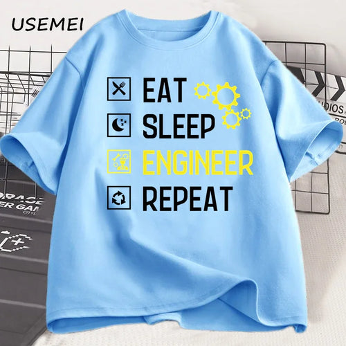 AliExpress Other Men's Engineer "Eat, Sleep, Engineer" Printed T-shirt