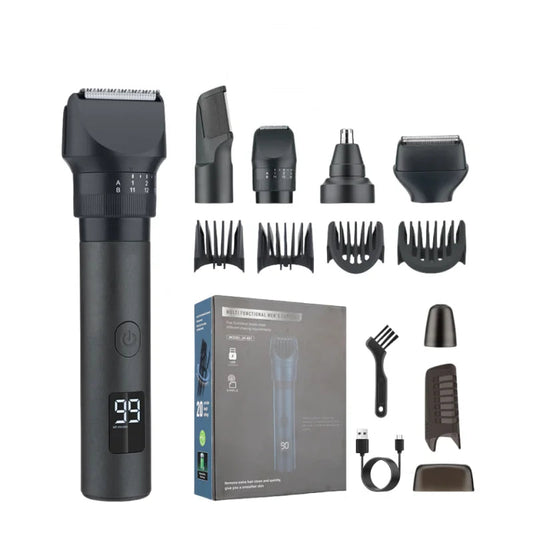 Maroon Asteria Haircare Men's 5-in-1 Multifunctional Grooming Set IPX6 Waterproof Hair Clipper