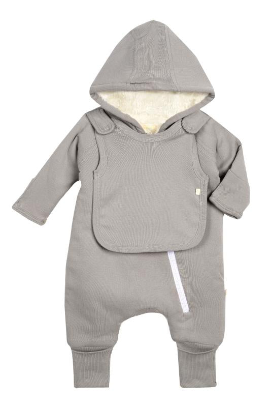 Fuchsia Milo Baby Clothing Smart Cuddly Jumpsuit + Bib - Gray