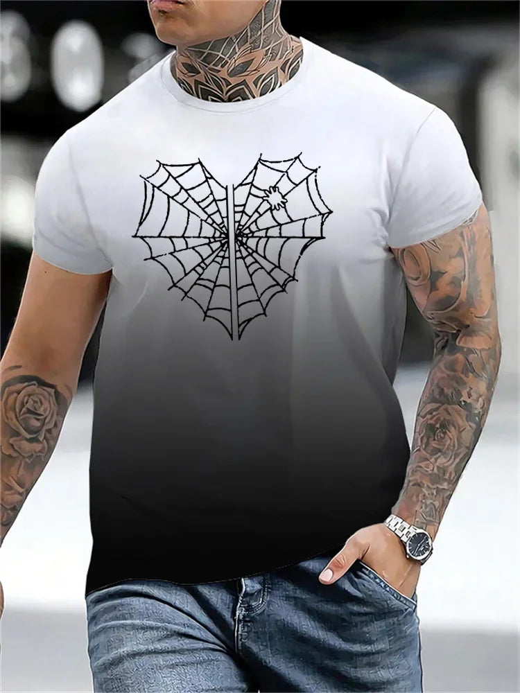 AliExpress Other Men's Spiderweb Heart Printed T-shirt