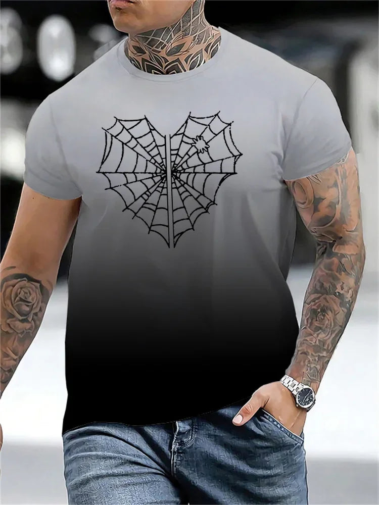 AliExpress Other Men's Spiderweb Heart Printed T-shirt