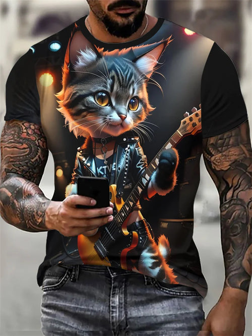 AliExpress Other Men's Hip Hop Rock Cat Short Sleeved T-Shirts