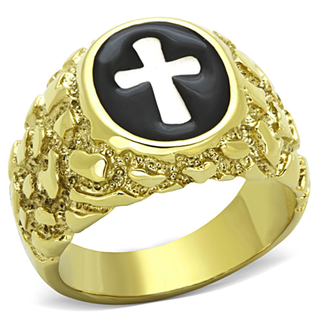 Lavender Birch Jewelry & Watches Men Stainless Steel Gold Cross Designer Ring