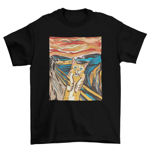 Turquoise Theseus T-shirts The Scream Parody Cat T-Shirt