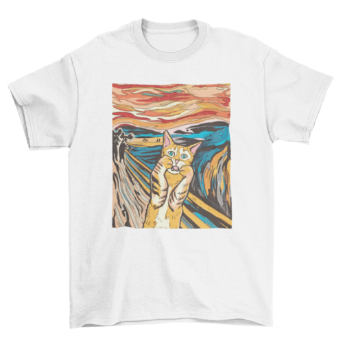 Turquoise Theseus T-shirts The Scream Parody Cat T-Shirt