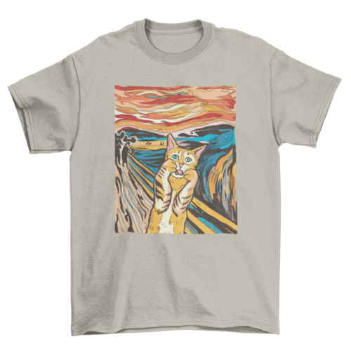 Turquoise Theseus T-shirts The Scream Parody Cat T-Shirt