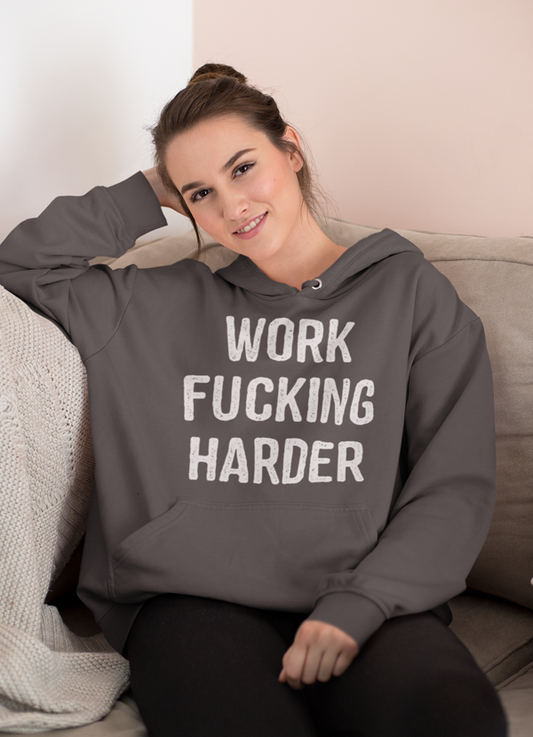 Scorpius Sweaters & Hoodies Scorpius Women's Grey "Work Fcking Harder" Hoodie