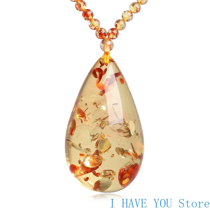 Next Level Fly Women's Baltic Flower Drops Pendant Natural Amber Beeswax Necklace