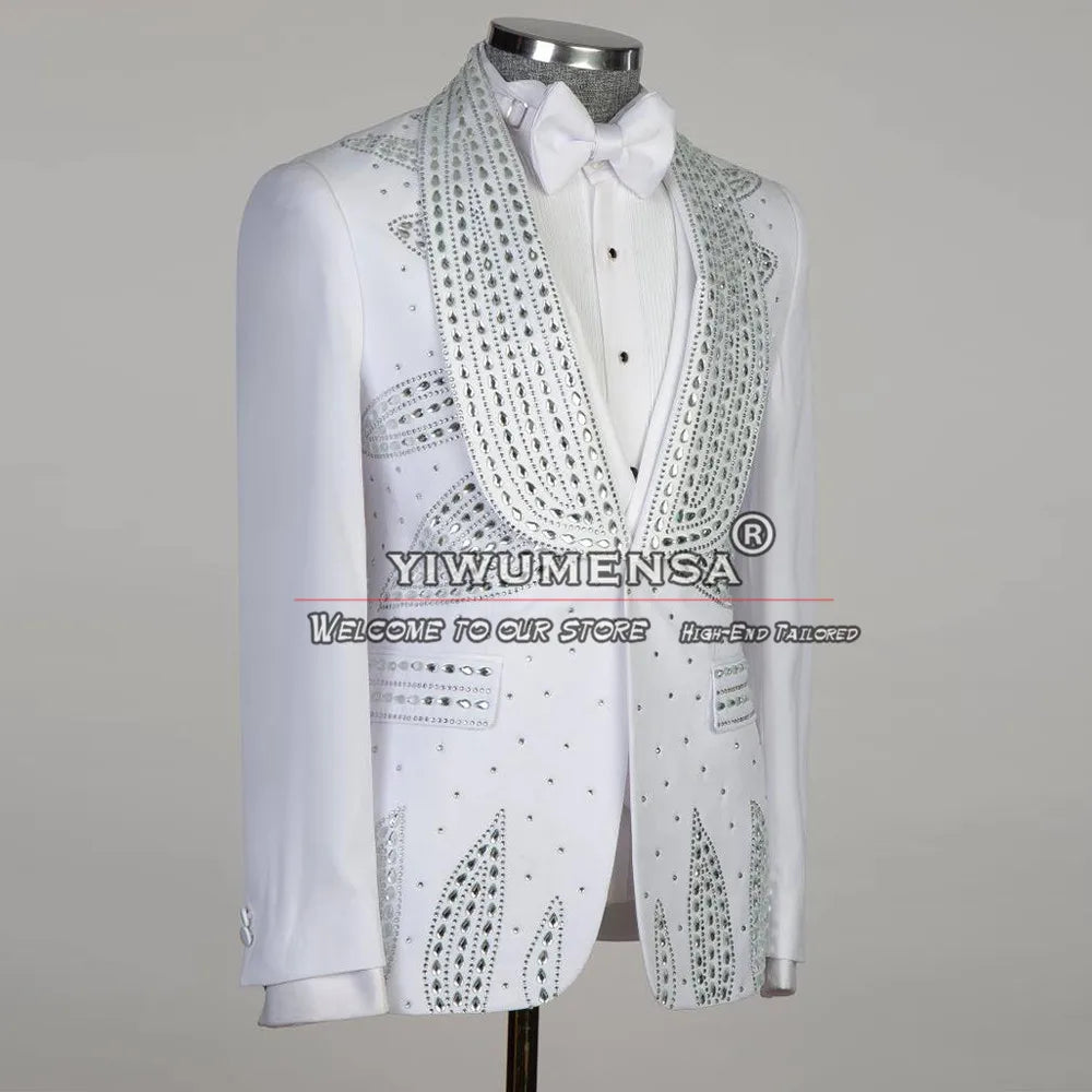 Next Level Fly Men's Silver Crystal Three Piece Suit Set