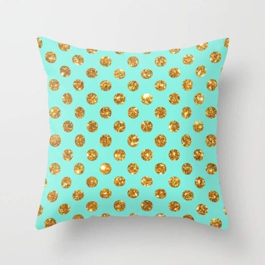 Scorpius Textiles & Pillows Chic Gold Glitter Polka Dots Pattern Cushion/Pillow