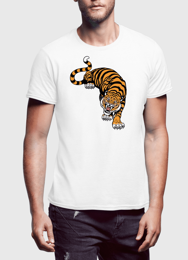 Scorpius T-shirts Scorpius Men's Cornered Tiger Printed T-Shirt