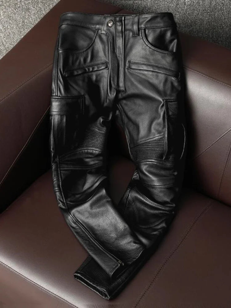 Next Level Fly Men's Genuine Leather Biker Joggers