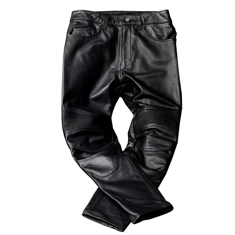 Next Level Fly Men's Slim Fit Leather Biker Jeans