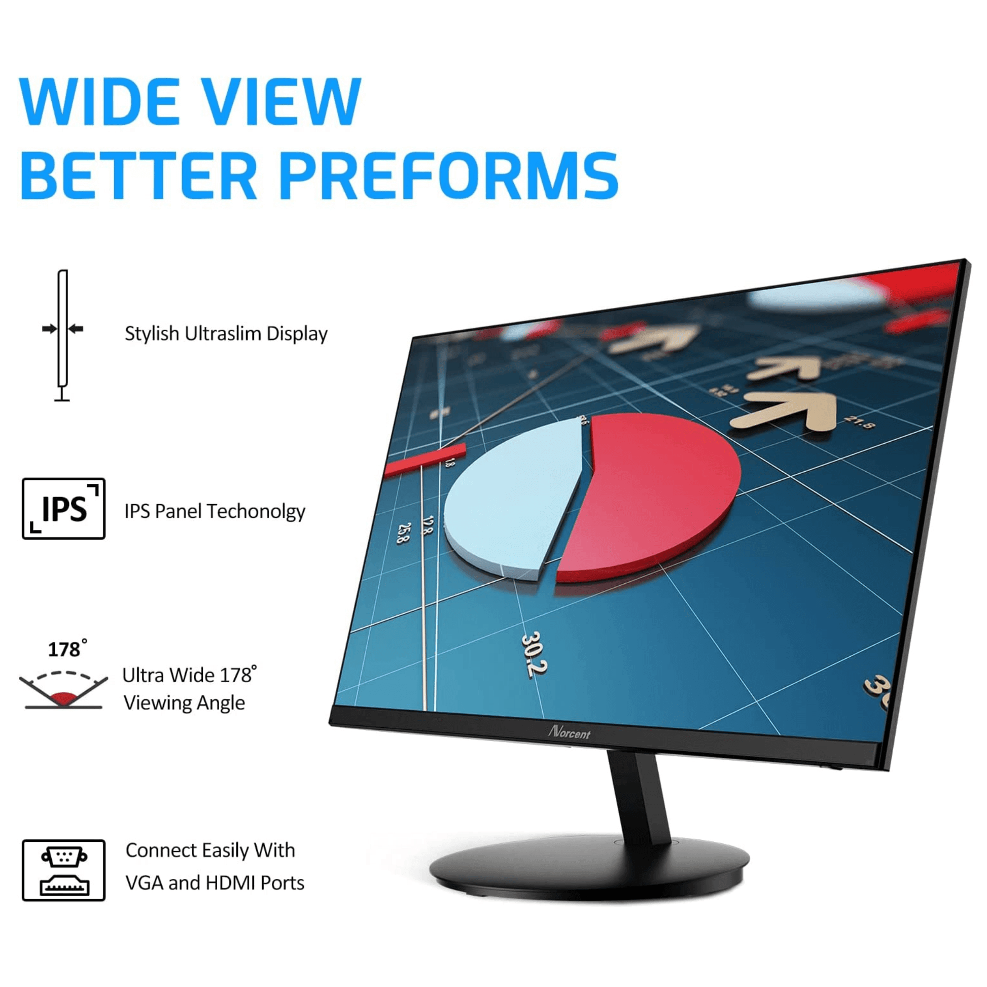 Sky Iapetus Mobile & Laptop Accessories 24" Norcent Frameless Computer Monitor FHD 75HZ VA