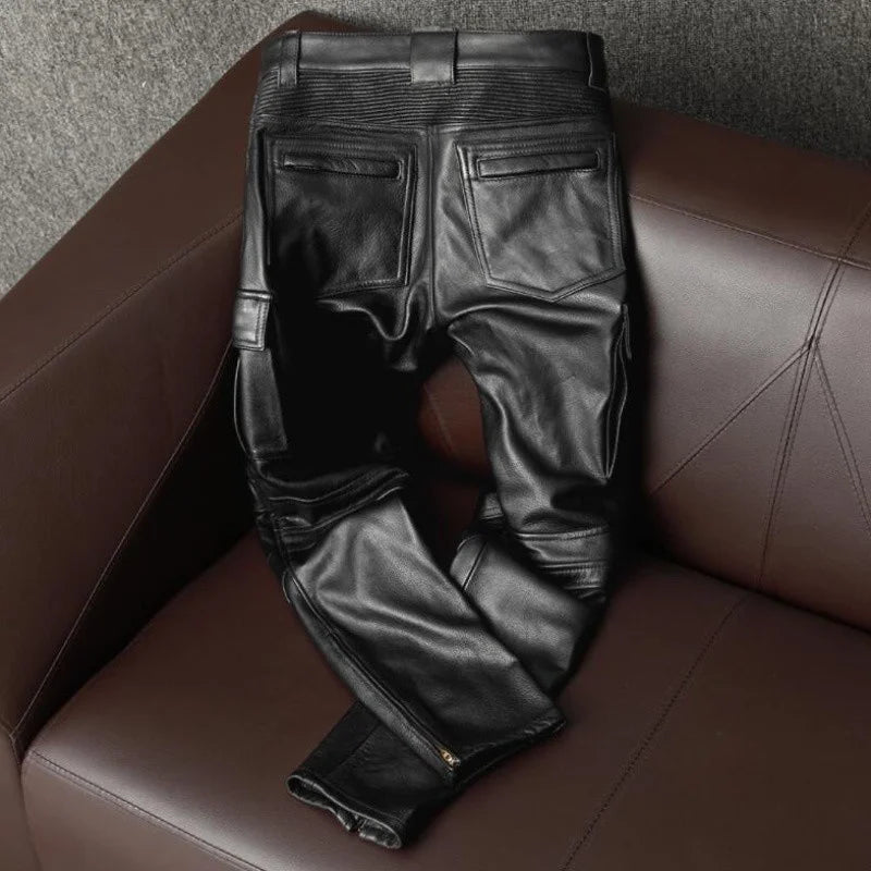 Next Level Fly Men's Genuine Leather Biker Joggers