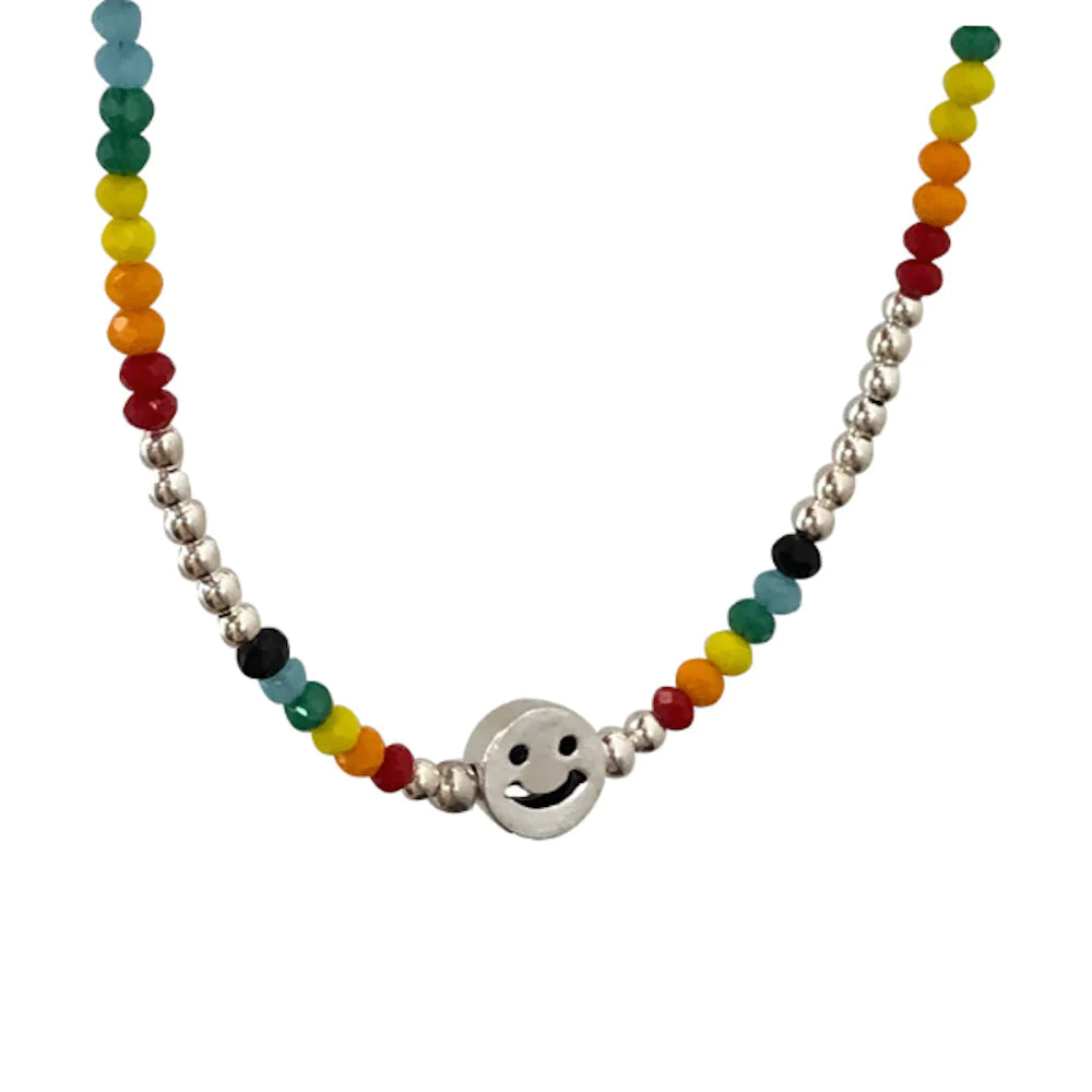 Yellow Pandora Necklaces Women's Colorful Beaded Necklace With Happy Face