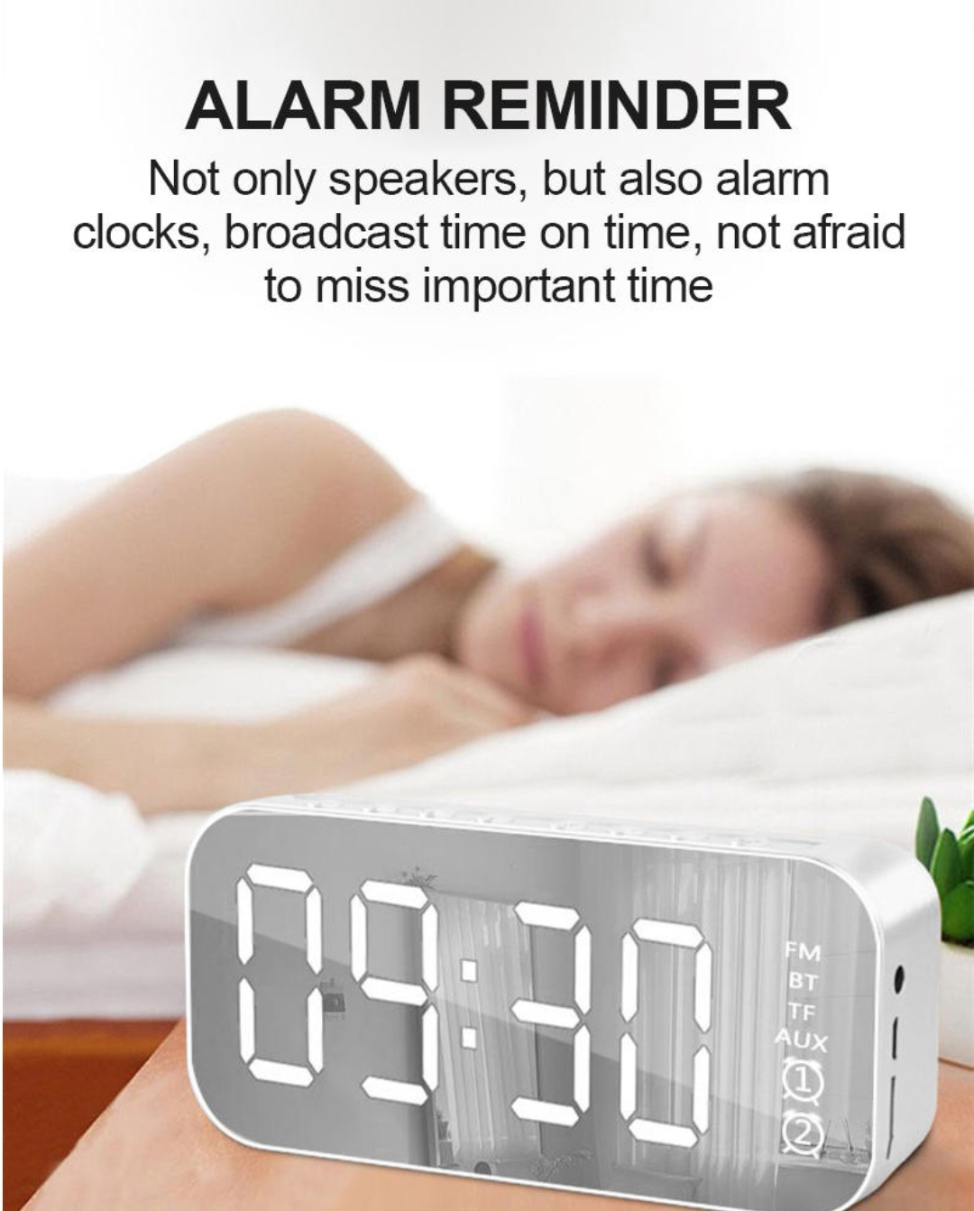 Teal Simba Audio & Video LED Wireless Display Alarm Clock W Bluetooth Speakers