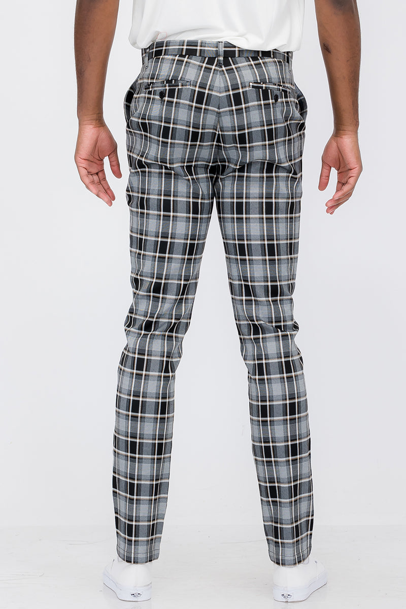 Lime Milo Men's Clothing Plaid Slim Fit Trouser Pants