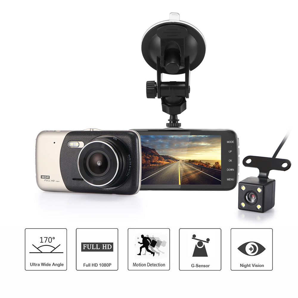 Teal Simba Automotive 4" Dual Lens 1080P FHD 1.0MP Dash Camera Car DVR