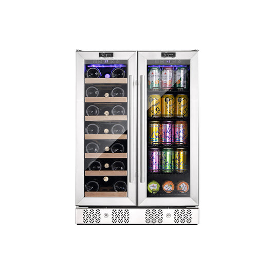 Burgundy Eunostus Kitchen Empava BR03D 24" Dual Zone Wine Cooler & Beverage Fridge