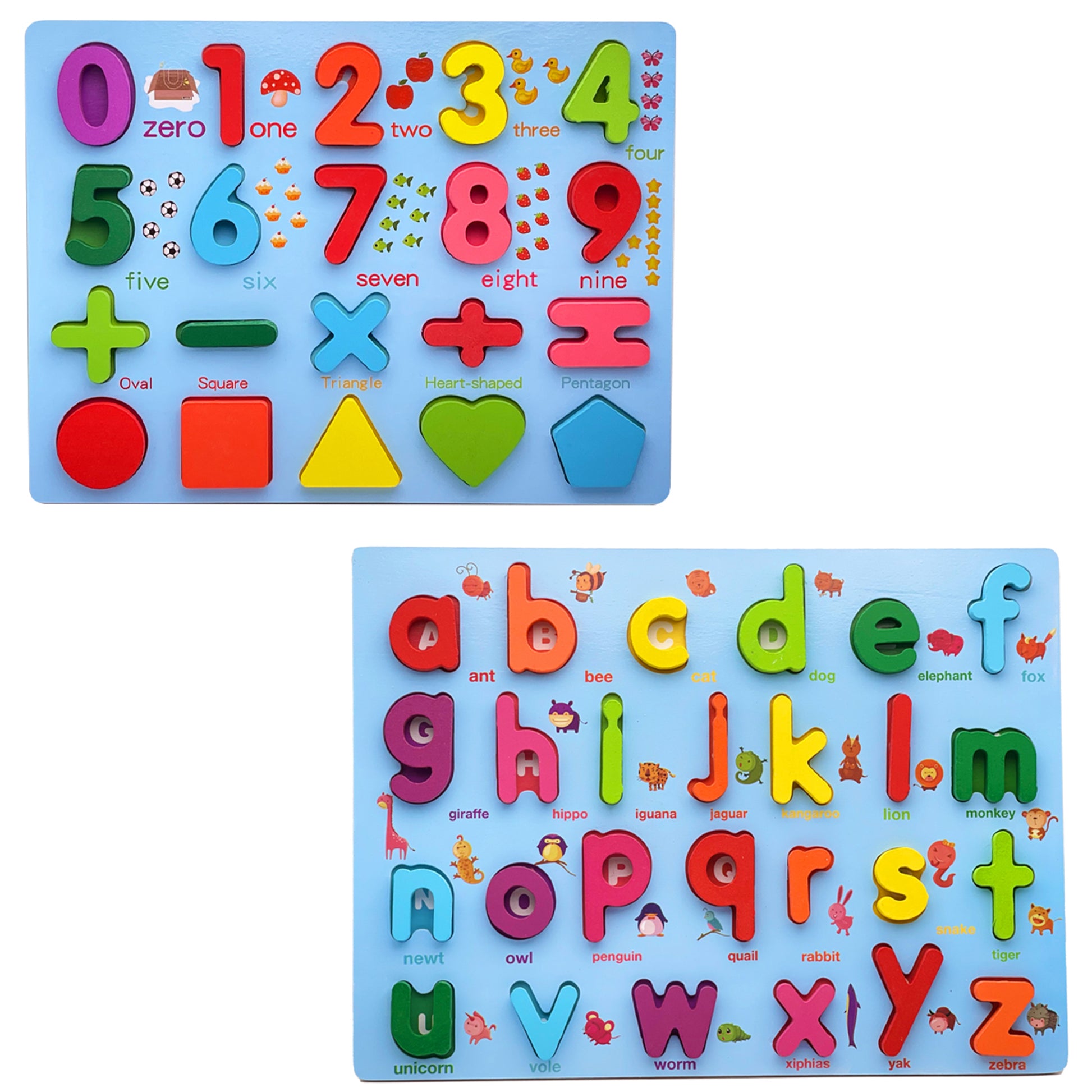 Copper Hecuba Toys Zunammy Wooden Alphabet Puzzle Board & Number Educational Learning Toy