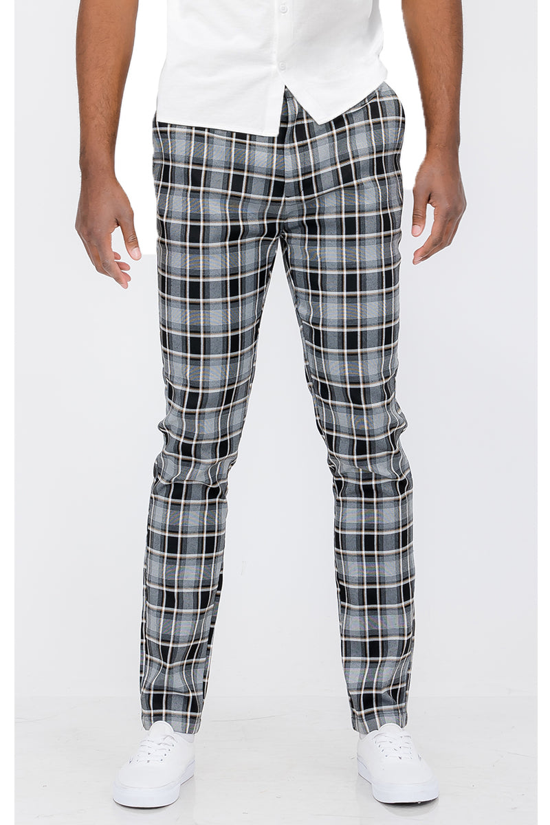 Lime Milo Men's Clothing Plaid Slim Fit Trouser Pants