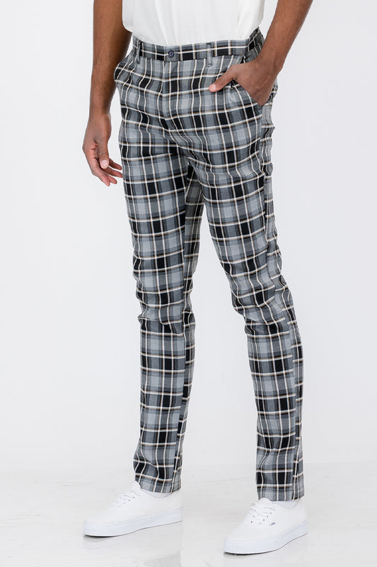 Lime Milo Men's Clothing Plaid Slim Fit Trouser Pants