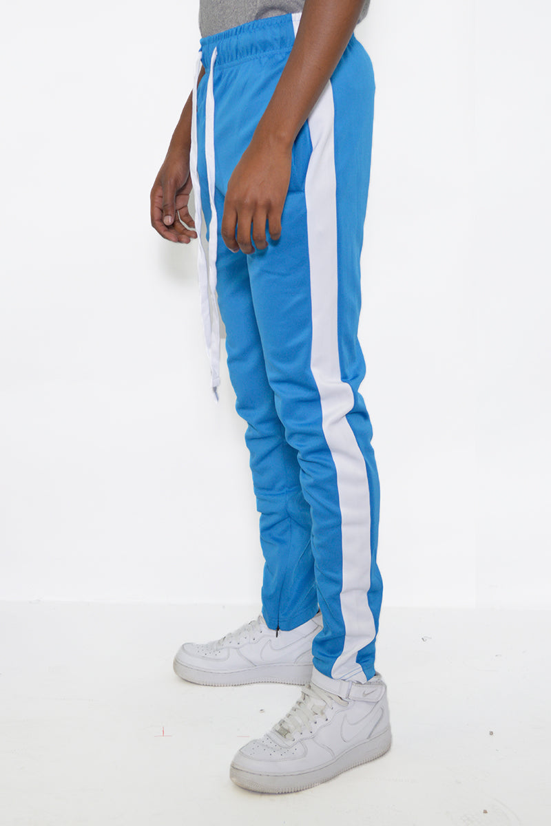 Lime Milo Men's Clothing Lime Milo Men's Baby Blue & White Slim Fit Track Pants