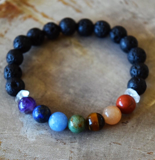 Violet Chaos Bracelets Aromatherapy Chakra Diffuser Bracelet with Genuine Gemstones!