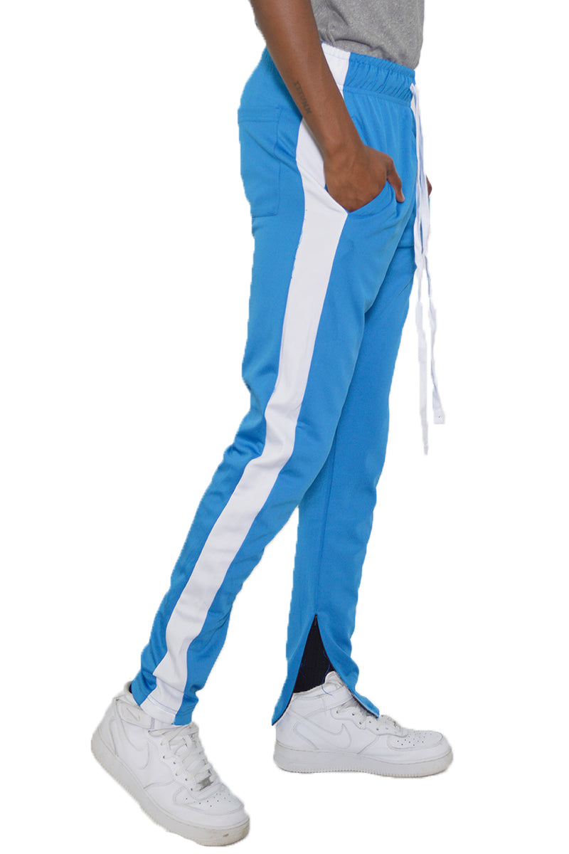 Lime Milo Men's Clothing Lime Milo Men's Baby Blue & White Slim Fit Track Pants