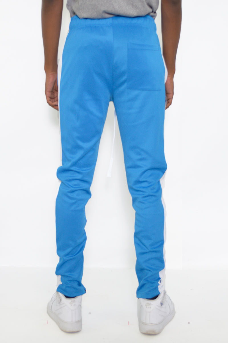 Lime Milo Men's Clothing Lime Milo Men's Baby Blue & White Slim Fit Track Pants