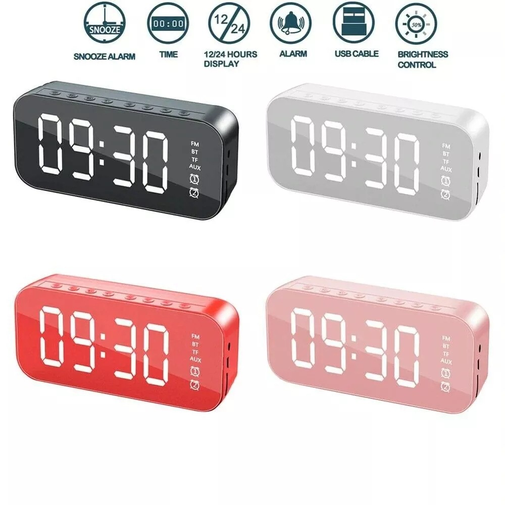 Teal Simba Audio & Video LED Wireless Display Alarm Clock W Bluetooth Speakers