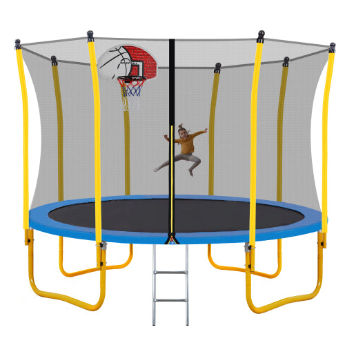 Teal Simba Equipment & Accessories 12FT Trampoline for Kids with Safety Enclosure Net & Basketball Hoop